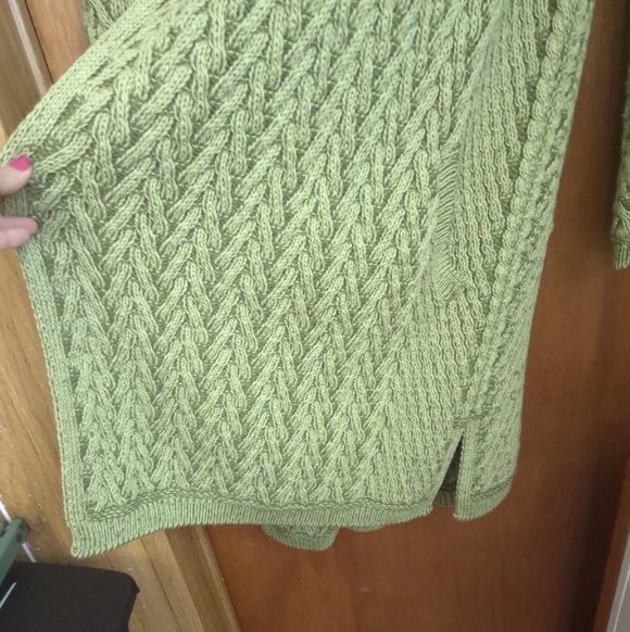 Aran Crafts Irish Merino Wool Green Cable Knit Cardigan XXL - Picture 3 of 6
